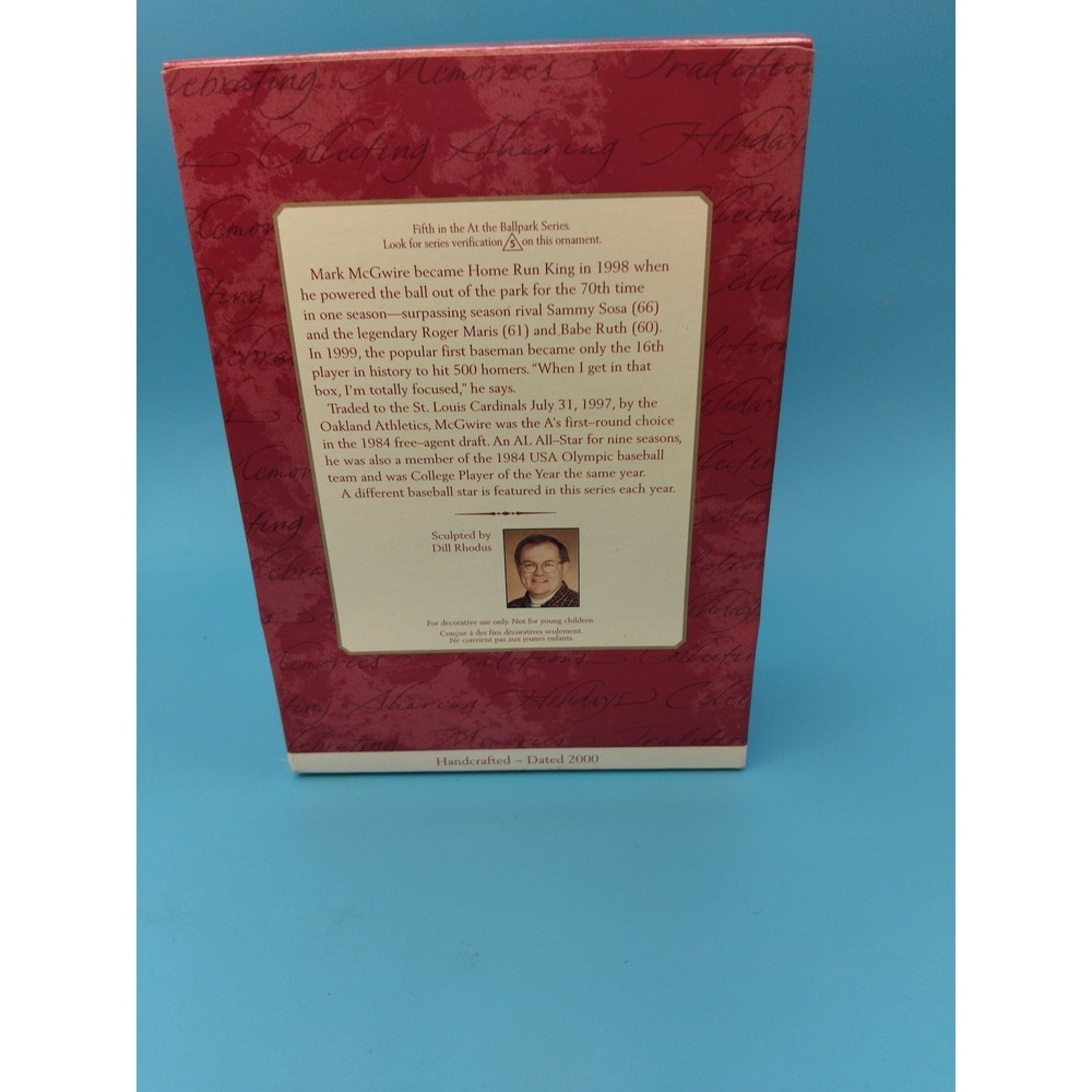 Mark McGwire Cardinals Baseball MLB Hallmark Collectors Christmas Ornament 2000 - Picture 3 of 3